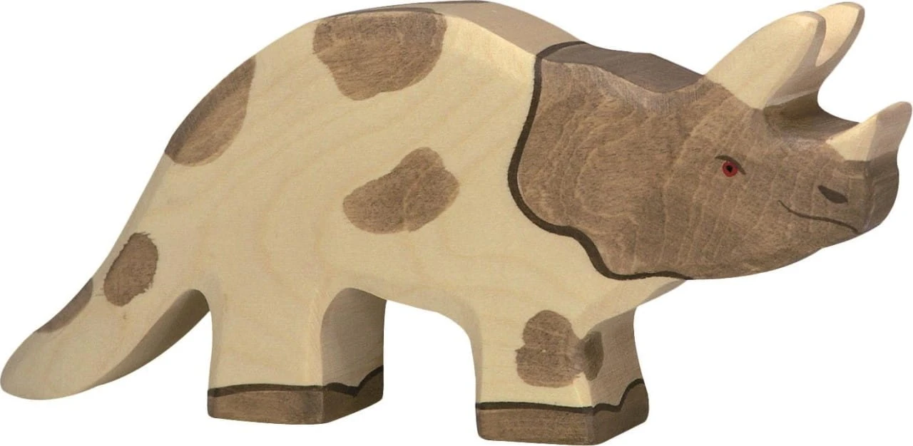Holztiger Triceratops Aus Holz In Grau 3 Holztiger Triceratops Aus Holz In Grau