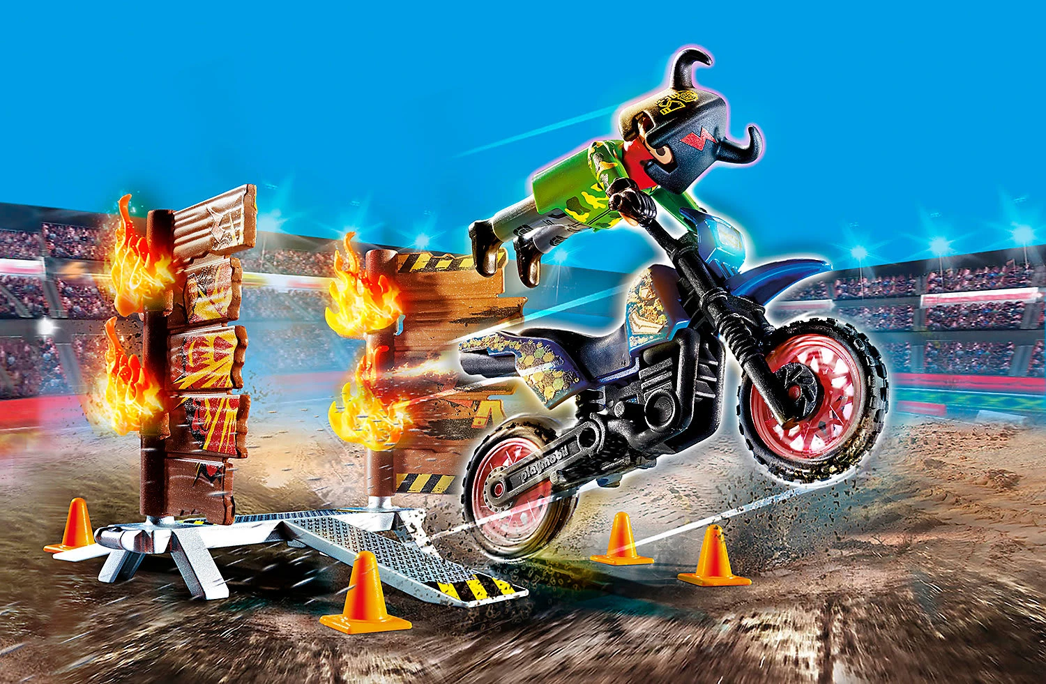 Playmobil 70553 Stuntshow Motorrad Mit Feuerwand 4 Playmobil 70553 Stuntshow Motorrad Mit Feuerwand – Bild 2